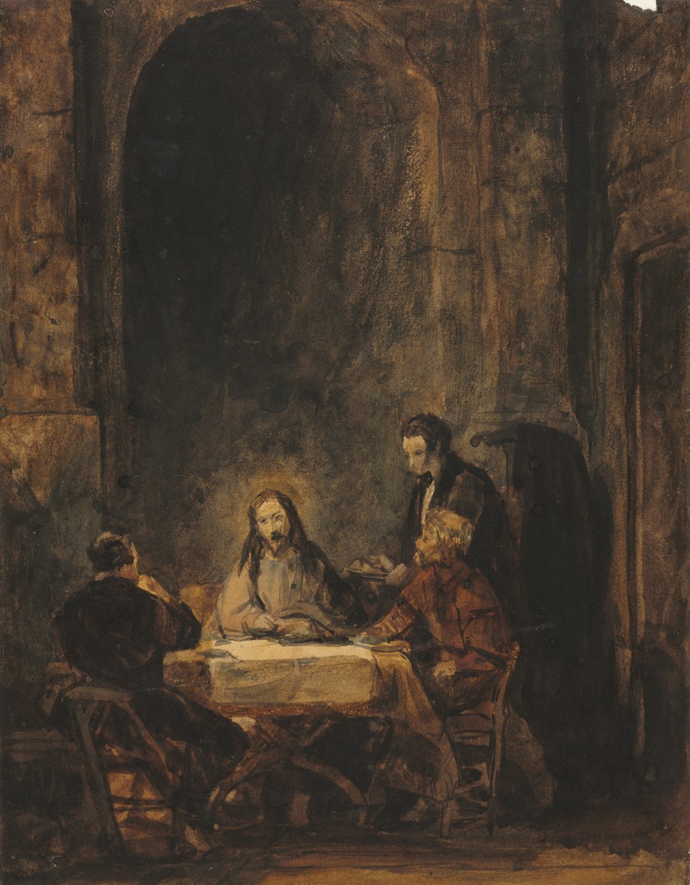 Kristus i Emmaus av attributed to Benjamin West