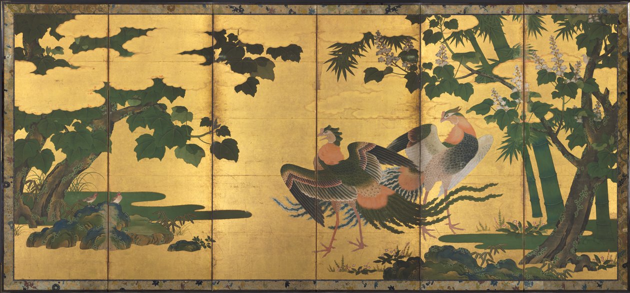 Phoenixes og Paulownia av attributed to Tosa Mitsuyoshi
