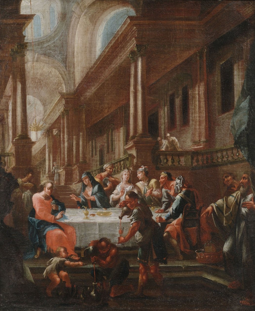 Bryllupet på Cana av circle of Chrysostomus Winck