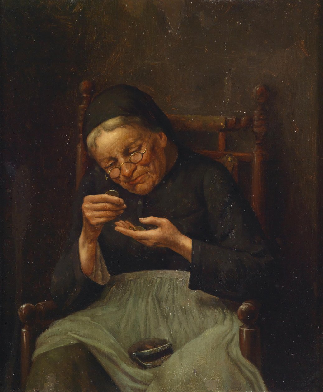 Mor som teller penger av circle of Johann Georg Meyer
