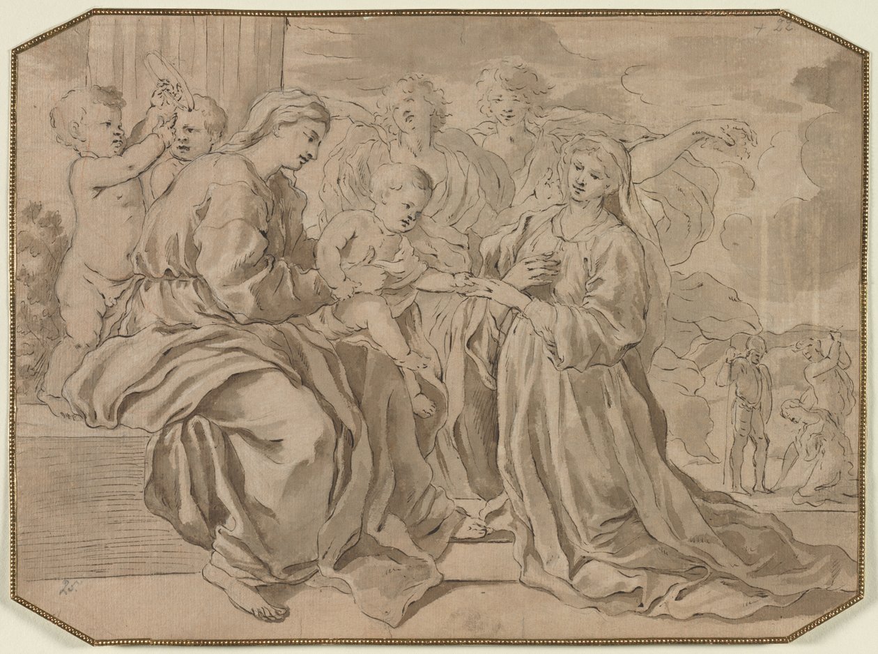 Mystisk ekteskap av St. Catherine av copy after Nicolas Poussin