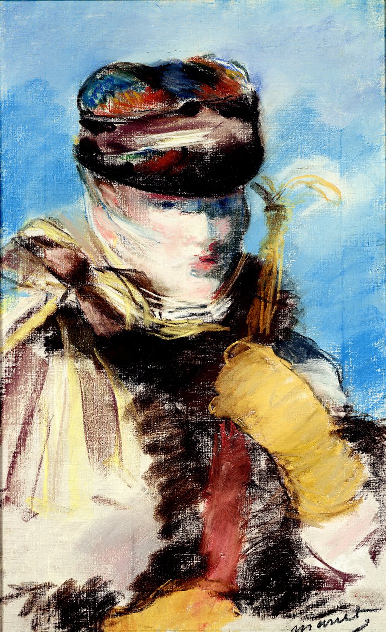 Mery Laurent i et slør (pastell, gouache og olje) av Édouard Manet