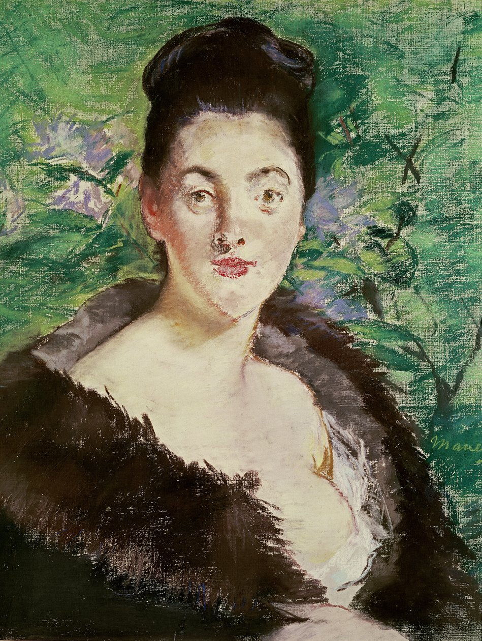Kvinne i en pelsfrakk (pastell) av Édouard Manet