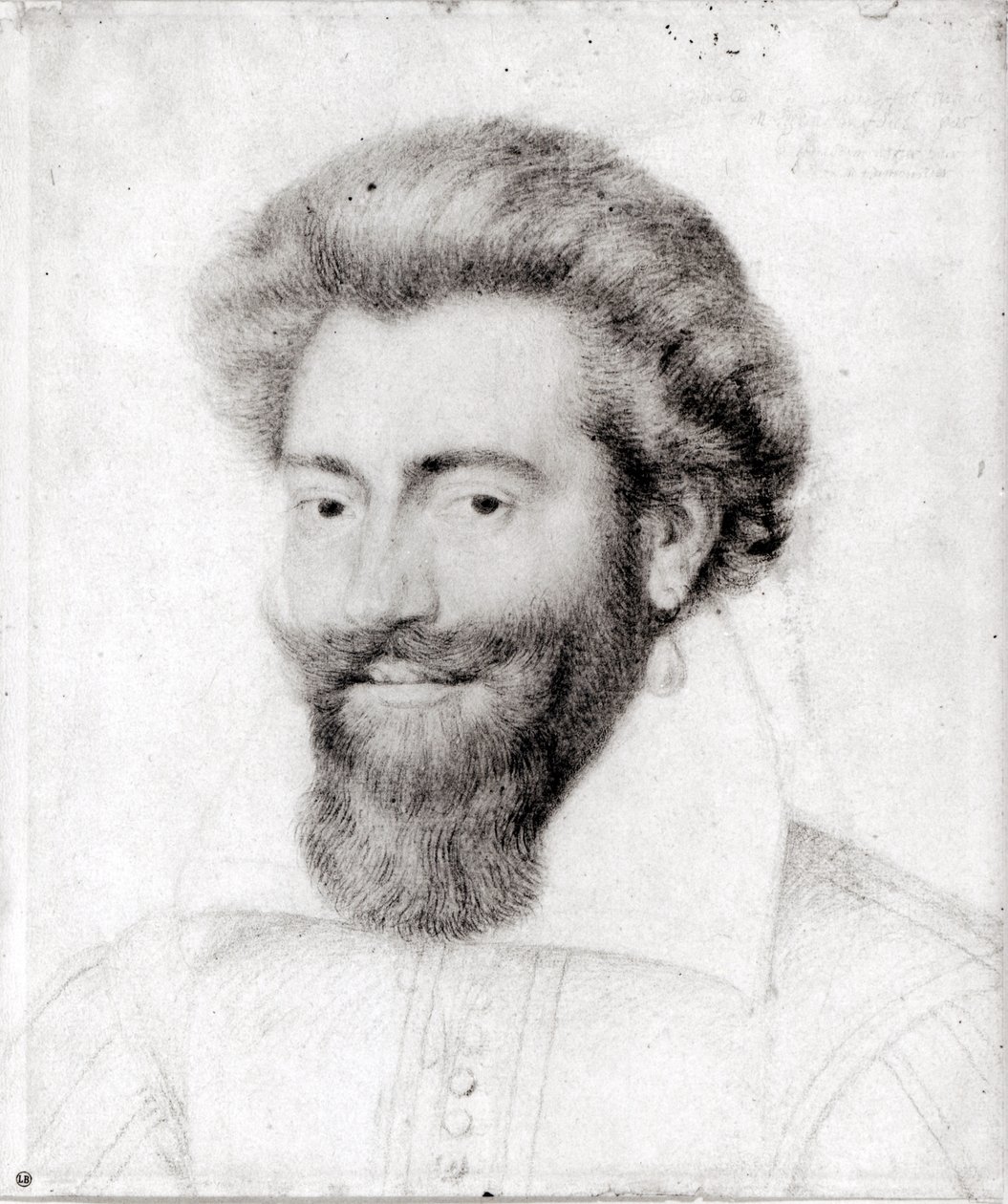 Portrett av en skjegget mann (rødt kritt, pierre noire og kritt på papir) av Daniel Dumonstier or Dumoustier