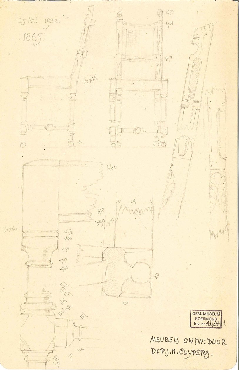 Møbler designet av Dr. P.J.H. Cuypers av Pierre Cuypers