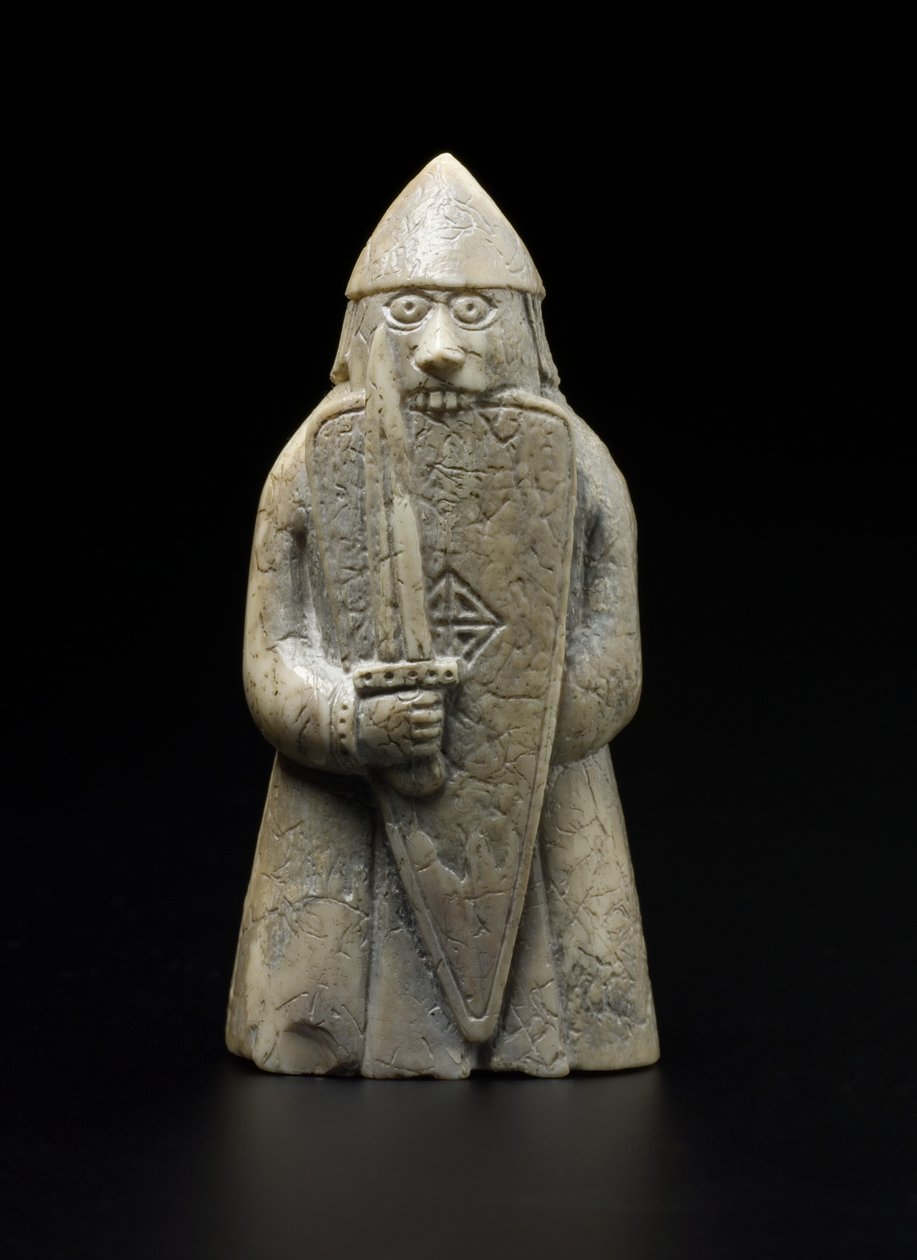 Lewis Chesspiece - Berserker (hvalross elfenben) av school Scandinavian