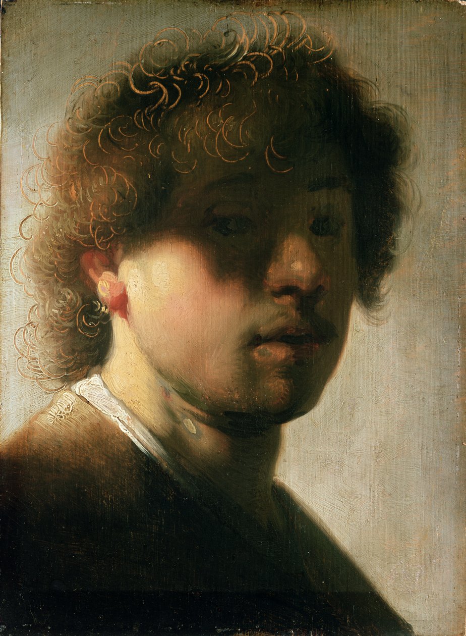 Portrett av Rembrandt med overskyggede øyne av studio of Rembrandt Harmensz. van Rijn