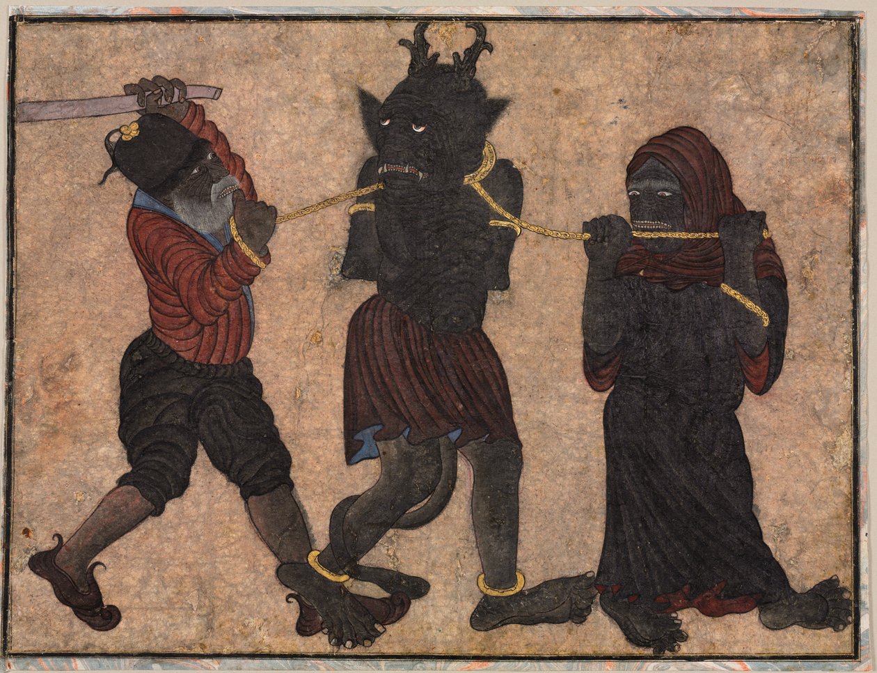 Demon i lenker av style of Muhammad Siya Qalam