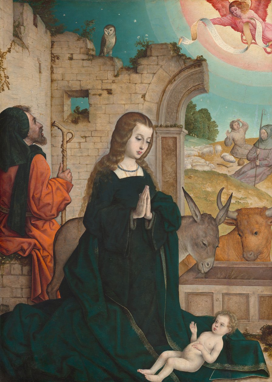 Fødselen, ca. 15081519. av the Elder Juan de Flandes