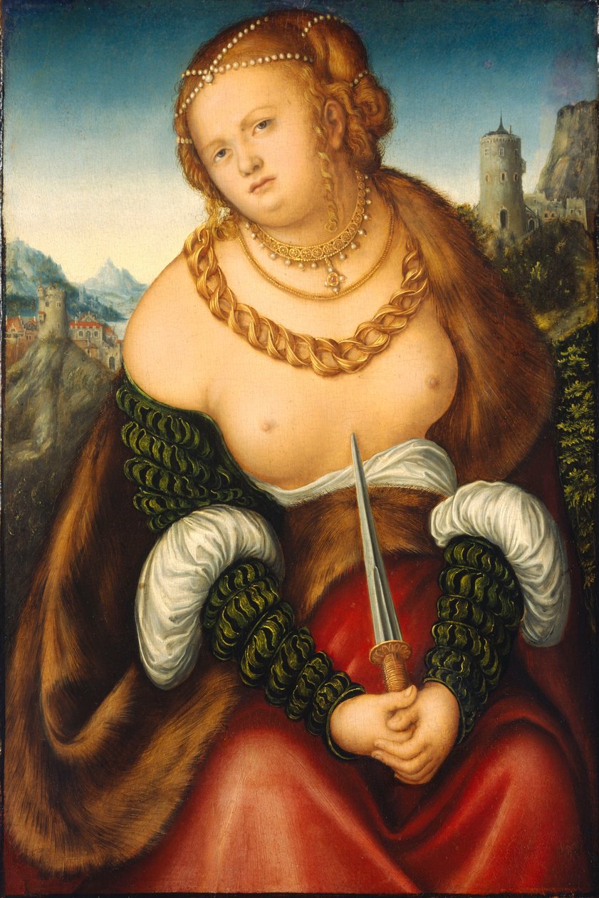 Lucretia / The Suicide of Lucretia av workshop of Lucas Cranach the Elder