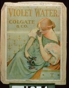 Plakat som reklamerer for Violet Water, av Colgate & Co.