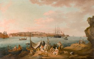 Harbour Scene, Malta (olje på kort)