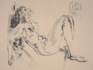 Liggende naken (litho)