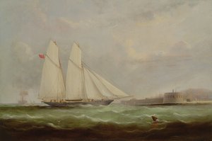 Schooner Yacht Esmeralda nærmer Cherbourg, 1861