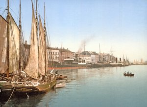Utsikt over Havnegade, København, pub. 1900