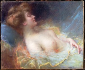Ung kvinne sover (pastell)