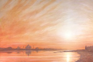 Taj Mahal ved solnedgang