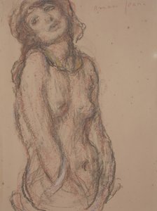 Naken (fargestift på papir)
