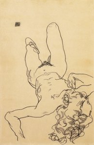 Knælende naken kvinne, 1917