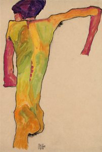 Naken mann, propping Himself Up, 1910