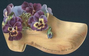 Stemorblomster i tresko, nyttårskort