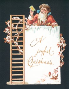 Julenissen og leker, julekort