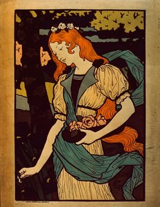 Kvinne plukker blomster, 1917