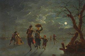 Skøyter med måneskinn (olje på kobber)