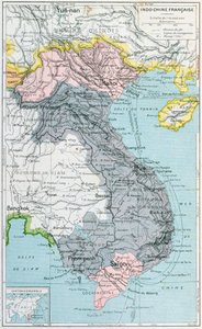 Fransk skole lærebok kart over Indokina, 1905