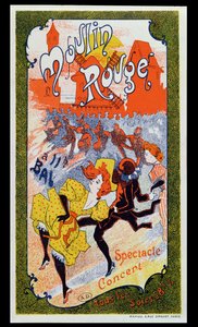 Plakat som reklamerer for Moulin Rouge, ca. 1890-1900