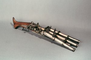 Trippelløps pistol (tre og metall)