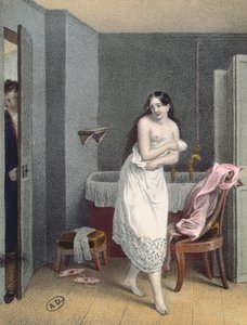 Kvinne som kommer ut av badet sitt, ca. 1825