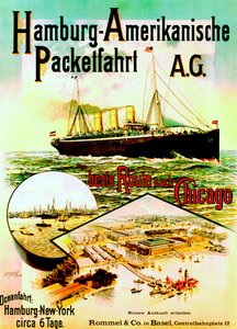 Plakat som reklamerer for Hamburg American Line, 1893