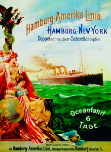 Plakat som reklamerer for Hamburg American Line, 1897
