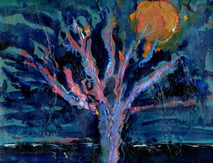 Tree and Strawberry Moon, 2016,