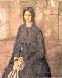 Jente som holder en rose, ca. 1915-25