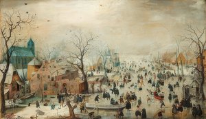 Vinterlandskap med skatere. Rundt 1608