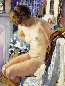 Sittende naken; Nu Assise,