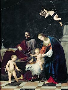 Den hellige familie (olje på marmor)