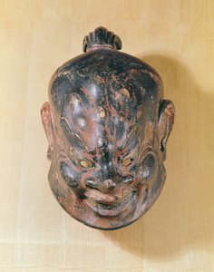 Gigaku-maske, Nara Period (645-794) (polykromt tre)