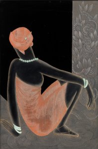 Afrikansk kvinne, 1928-30 (lakkert tre, oksidert kobber)