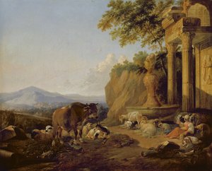 Landskap med ruin, 1670