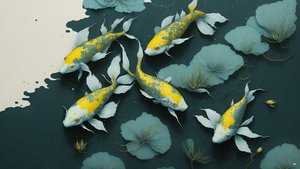 blekkmaleri: Koi-Karpfish_gold_02