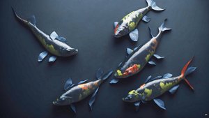 blekkmaleri: Koi-Karpfish_rainbow_02