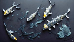 blekkmaleri: Koi-Karpfish_yellow_01