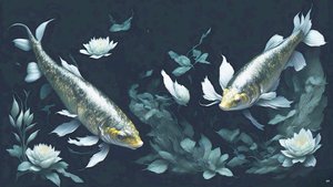 blekkmaleri: Koi-Karpfish_yellow_02