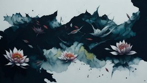 blekkmaleri: waterlili-black_02