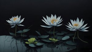 blekkmaleri: waterlili-black_04