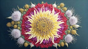 mandala: Tistel med blomstrende elementer_01