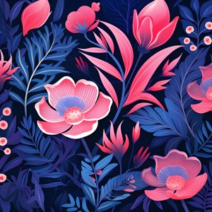 en bukett blomster i rosa og blått 4